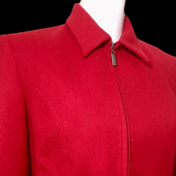 Vintage 90's Y2K Red Wool Zip Front Jacket Maxi Skirt Set 8 - Picture 7 of 10